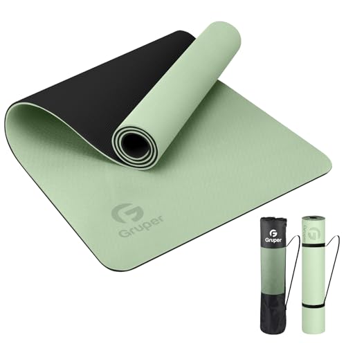 Gruper Yoga Mat Non Slip, Eco Friendly Fitness Exercise Mat with Carrying Strap,Pro Yoga Mats for Women,Workout Mats for Home, Pilates and Floor Exercises