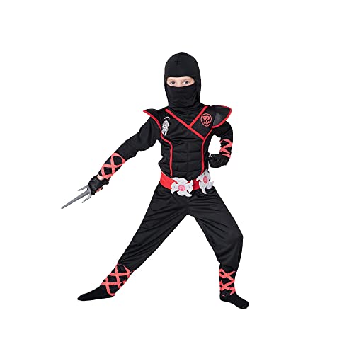 Spooktacular Creations Halloween Ninja Costume, Black Ninja Costume Kids, Ninja Accessories Costume Set, ninja dressing up, Halloween Costumes for Boys DressUp and RolePaly Party (Small (5-7 yrs))