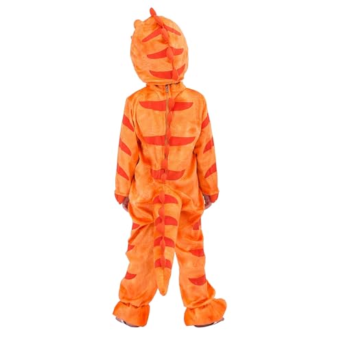 Spooktacular Creations Child Orange Dinosaur T-Rex Costume with Toy Dinosaur Egg for Halloween Dress up, Dinosaur Theme Party (3T (3-4 yrs))