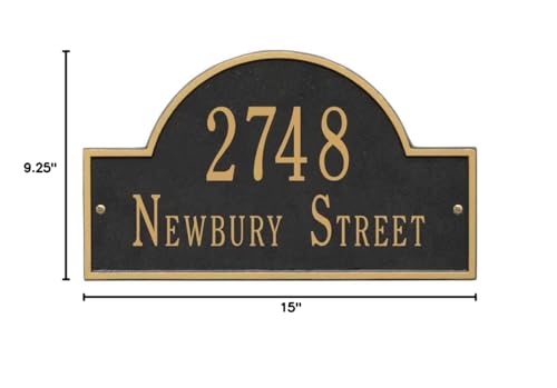 Whitehall™ Personalized Cast Metal Address Plaque with Arch Top. Made in the USA. BEWARE OF IMPORT IMITATIONS. Display Your Address and Street Name. Custom House Number Sign. Wall Mounted Sign.