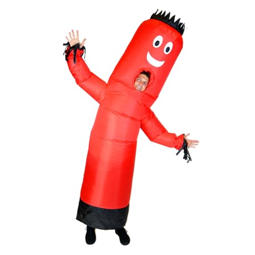 LookOurWay Inflatable Tube Man Costume - Wacky Wavy Arm Guy Funny Inflatable Halloween Costume for Adults - Red