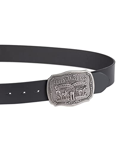 Levi's Men's Leather Belt With Antiqued Buckle,Black,44