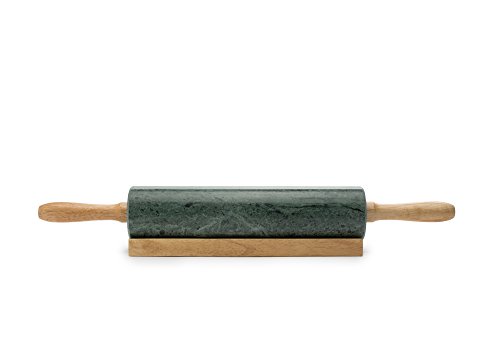 Fox Run Marble Rolling Pin and Base, Green 2.5 x 18 x 3 inches