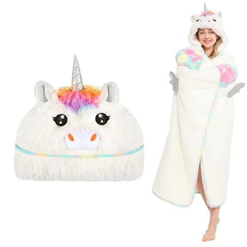 CozziPals Unicorn Wearable Hooded Blanket for Adults, Oversized Hoodie Blanket for Women & Kids, Soft Warm Fluffy Plush & Sherpa Unicorn Blanket, Cute Funny Cozy Blanket Gift for Girls and Teens