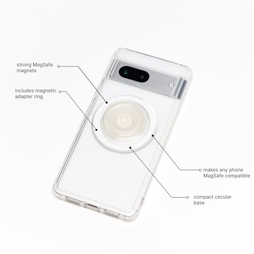 PopSockets Phone Grip Compatible with MagSafe, Adapter Ring for MagSafe Included, Phone Holder, Wireless Charging Compatible - Clear