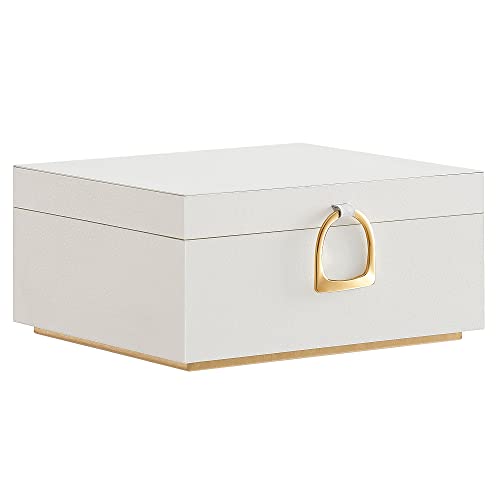 SONGMICS 2-Layer Jewelry Box, Jewelry Organizer with Handle, Removable Jewelry Tray, Jewelry Storage, Floating Effect, 8.1 x 9.4 x 4.3 Inches, Gift Idea, White UJBC165W01