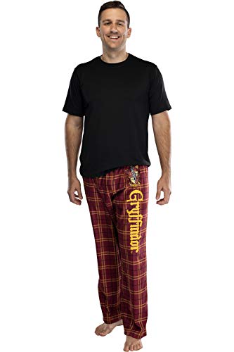 Harry Potter Adult Mens' Gryffindor House Crest Plaid Pajama Pants (X-Large)