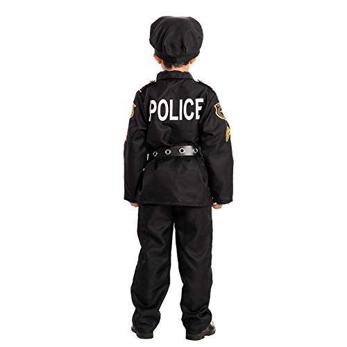 Spooktacular Creations Halloween Police Costume for Kids, Black Police Officer Costume for Boys, Toddler Cosplay RolePlay Themed Party (Small (5-7 yrs))