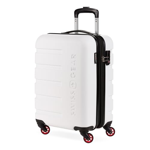 SwissGear 7366 Hardside Expandable Luggage with Spinner Wheels, White, Carry-On 19-Inch