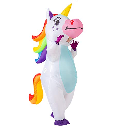 Spooktacular Creations Inflatable Costume Adult, Full Body Riding a Unicorn Blow Up Costume for Halloween Inflatables Costume Dress-Up Party (White)