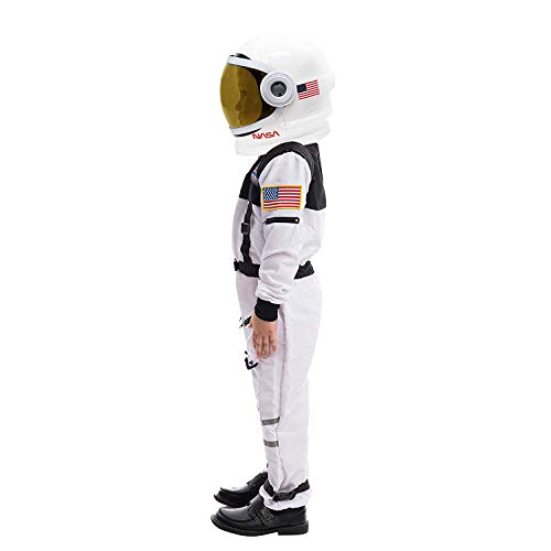 Spooktacular Creations Astronaut Costume with Helmet, Space Suit for Kids and Toddler with Movable Visor Helmet, Kids Astronaut Costume for Halloween Costumes Party Favor Supplies White S