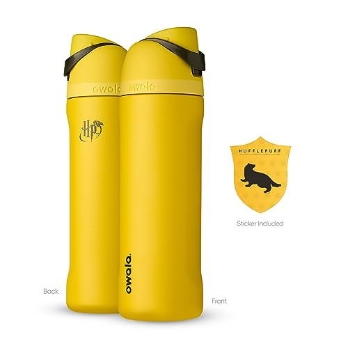 Owala Harry Potter FreeSip Insulated Stainless Steel Water Bottle with Straw, BPA-Free Sports Water Bottle, Great for Travel, 24 oz, Hufflepuff