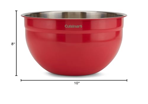 Cuisinart CTG-00-SMB Stainless Steel Mixing Bowls with Lids, Set of 3, Red