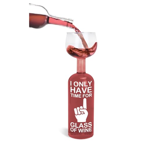 BigMouth Inc. Wine Bottle Glass - “I Only Have Time for 1 Glass of Wine”, Large Wine Glass, Holds an entire 750mL Bottle of Wine