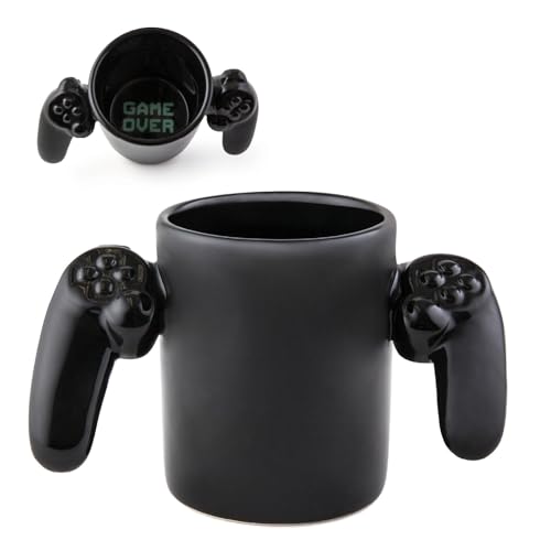 BigMouth Inc. Game Over Ceramic Coffee Mug, Video Game Controller Handle Cup, Gamer Gift, Holds 14 Ounces