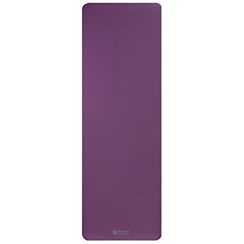 Gaiam Essentials Thick Yoga Mat Fitness & Exercise Mat with Easy-Cinch Carrier Strap, Purple, 72"L X 24"W X 2/5 Inch Thick, 10mm