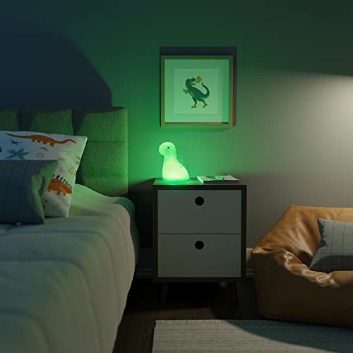 Globe Electric 13848 Brontosaurus Multicolor Changing LED Integrated Rechargeable Silicone Night Light, Table Lamp, Tap Light, White, Room Décor, Home Décor, Nightstand, Bedside Lamps, LED Lamp