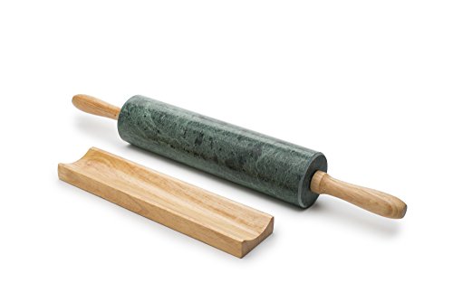 Fox Run Marble Rolling Pin and Base, Green 2.5 x 18 x 3 inches