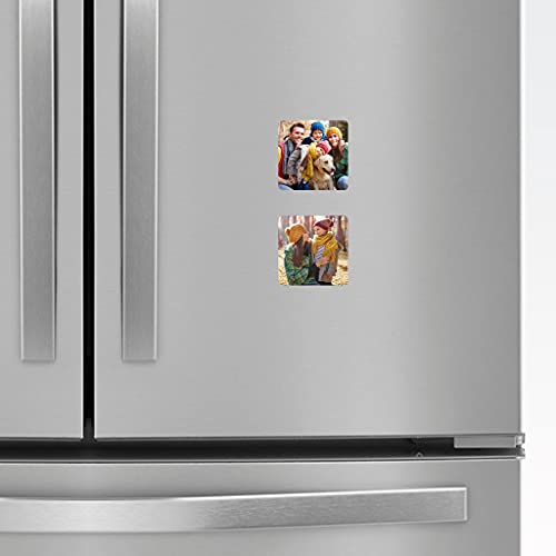 Smile Art Design Upload 2 Images Custom Magnet Glossy Metal Print with Your Photos 2 Piece Set Square Fridge Magnet Personalized Photo Collage Picture Photo Gifts Wedding Gift Kitchen Decoration