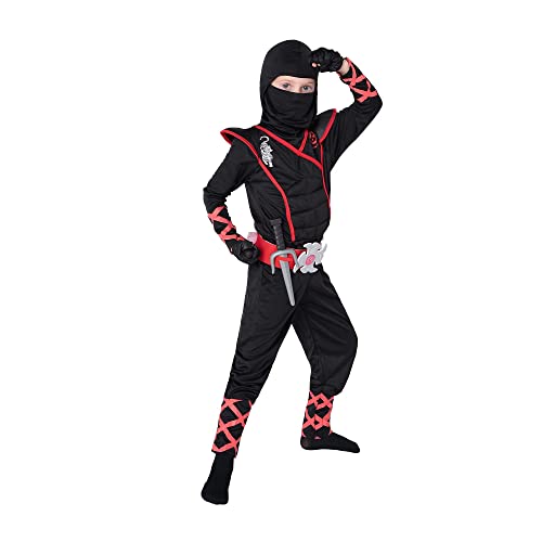 Spooktacular Creations Halloween Ninja Costume, Black Ninja Costume Kids, Ninja Accessories Costume Set, ninja dressing up, Halloween Costumes for Boys DressUp and RolePaly Party (Small (5-7 yrs))