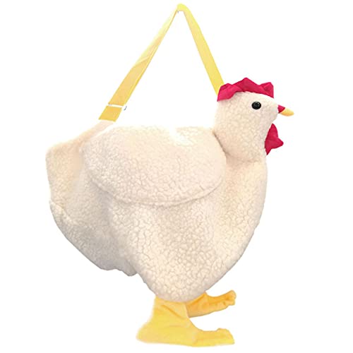 Gupiar Chicken Purse, Chicken White, Plush Handbag for Women, Crossbody Bag with Adjustable Strap, 5L, Novelty Seekers Gift