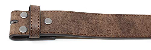 BC Belts Leather Belt Strap with Vintage Distressed Texture 1.5" Wide with Snaps (Dark Brown-S)