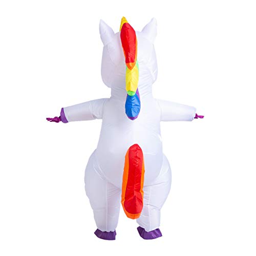 Spooktacular Creations Inflatable Costume Adult, Full Body Riding a Unicorn Blow Up Costume for Halloween Inflatables Costume Dress-Up Party (White)