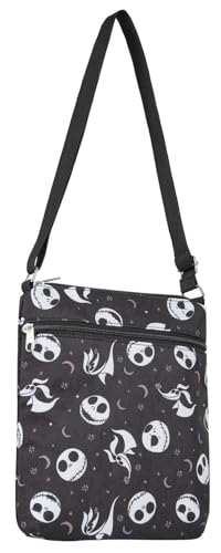 Disney Crossbody Bags For Women, Nightmare Before Christmas Gift, Jack Skellington Movie Black Vegan Small Sling Bag, Shoulder Bag, Travel Purses for Women, Everyday Halloween Passport, Adults & Teens