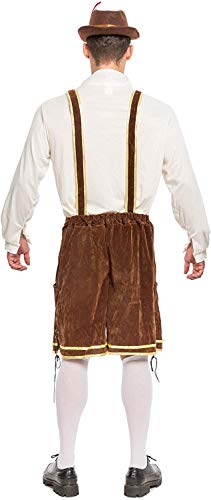 Spooktacular Creations Halloween Men’s Oktoberfest Costume Set, Lederhosen Men with German Bavarian Hat, Beer Costume, Adults Halloween Costumes Brown Outfit for Beer Festival Party (Large)