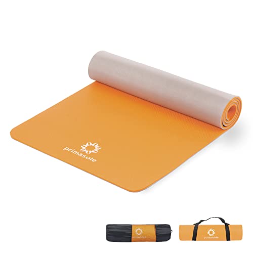 Primasole Yoga Mat Eco-Friendly Material 1/2"(10mm) Non-Slip Yoga Pilates Fitness at Home & Gym Twin Color Coral Red/Gray