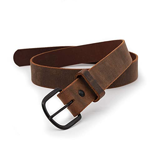 Main Street Forge Bootlegger Leather Belt | Made in USA | Brown with Black Buckle - 38