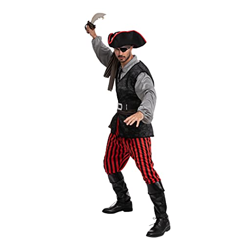 Spooktacular Creations Adult Men Pirate Costume for Halloween, Costume Party, Trick or Treating, Cosplay Party (X-Large)