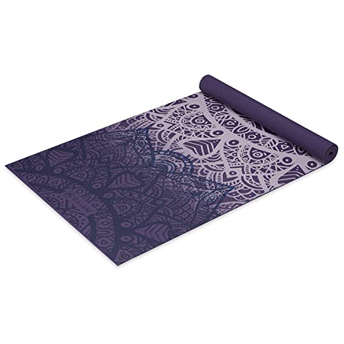 Gaiam Yoga Mat Classic Print Non Slip Exercise & Fitness Mat for All Types of Yoga, Pilates & Floor Workouts, Purple Lattice, 4mm