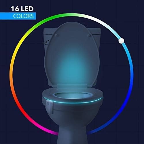 2 Pack Toilet Night Lights with Motion Activated Sensor,16-Color Changing LED Inside Toilet Bowl Nightlight, Cool Stuff for Bathroom Accessories Decor, Unique Gadgets for Men and Kids Brithday Gifts