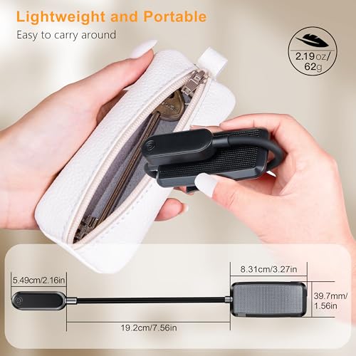 Gritin 16 LED Rechargeable Book Light for Reading in Bed- Eye Caring 3 Color Temperatures, Stepless Dimming Brightness, 80 Hrs Runtime, Lightweight Flexible Clip on Book Light for Book Lovers