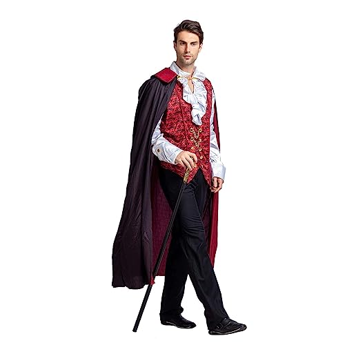 Spooktacular Creations Medieval Scary Vampire Costume Adult Men with Vampire Cape Men and Accessories for Deluxe Halloween Costume(Large)