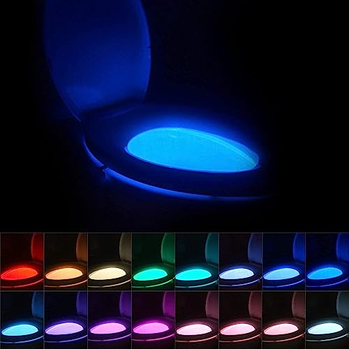 Chunace Toilet Bowl Night Light with Motion Sensor, 16 Color Changing LED Gadget for Bathroom Accessory Decor, Cool Gag Stuff for Men, Kids, Birthday Gifts 2024