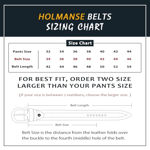 HOLMANSE Italian Vegetable Tanned Full Grain Leather Casual Jean Belt Men Genuine Leather Western Golf Cowboy Belt 7 Holes