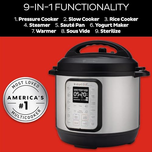 Instant Pot Duo Plus 9-in-1 Electric Pressure Cooker, Slow Cooker, Rice Cooker, Steamer, Sauté, Yogurt Maker, Warmer & Sterilizer, Includes App With Over 800 Recipes, Stainless Steel, 6 Quart