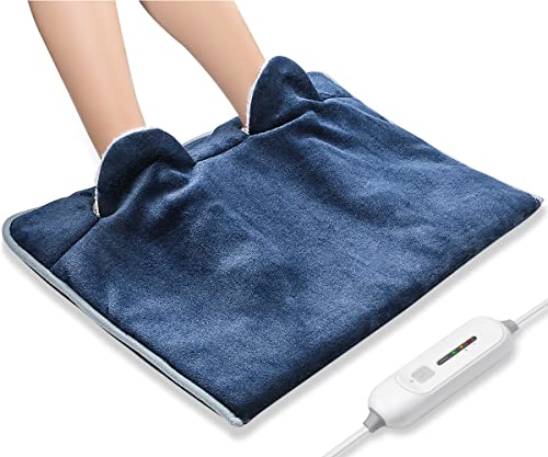 Electric Heated Foot Warmer Soft Flannel Foot Heater with 2h Auto Off & 3 Heat Levels Full Body Use Heating Pad for Feet, Abdomen, Cramps, Pain Relief Pocket Design 16" x 22"