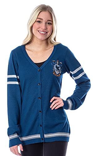 Harry Potter Womens Ravenclaw House Open Front Cardigan Juniors Knit Sweater (XX-Large)