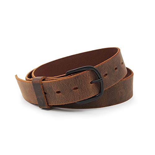 Main Street Forge Bootlegger Leather Belt | Made in USA | Brown with Black Buckle - 36