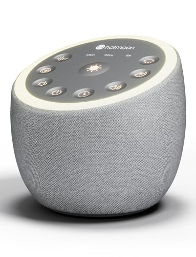 Hotmoon White Noise Machine with 40 High-Fidelity Sounds, Sleep Sound Machine with Memory Functions, 8 Lighting Modes, USB Power Supply, for Sleep & Noise Reduction in Bedrooms and Offices, Plug-in.