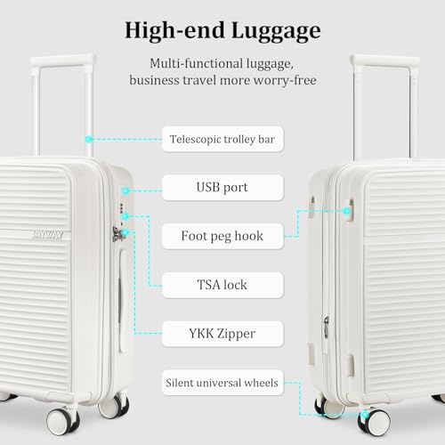 Joyway Carry on Luggage Airline Approved, Expandable 20 Inch Carry-on Suitcase with Spinner Wheels and Charger, Hard Shell Lightweight Rolling Travel Luggage with TSA Lock