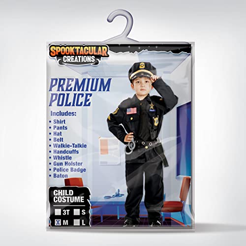 Spooktacular Creations Halloween Police Costume for Kids, Black Police Officer Costume for Boys, Toddler Cosplay RolePlay Themed Party (Small (5-7 yrs))