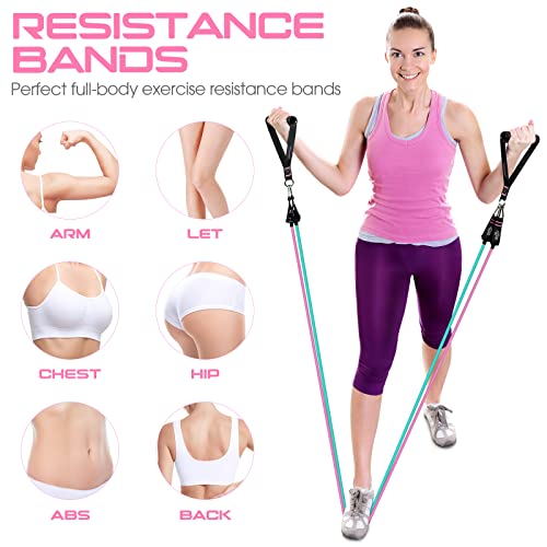 RENRANRING Resistance Bands for Working Out, 150LBS Exercise Bands, Workout Bands, Resistance Bands Set with Handles for Men Women, Legs Ankle Straps for Muscle Training