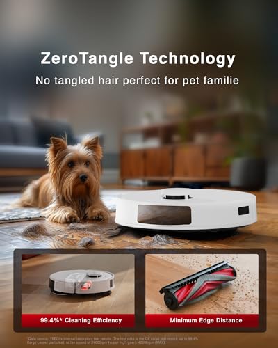 Yeedi C12 Plus Robot Vacuum and Mop, 8000Pa Strong Suction, 7-Week Dust Storage, Bagless Dust Bin, PureCyclone Tech, ZeroTangle Brush, White