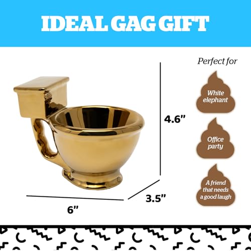 BigMouth Inc Golden Toilet Mug - Funny Coffee Cup for Men, Women - Novelty Toilet Bowl Mug - Hilarious Gag Gift - Ceramic Bathroom Mug - 12 Oz