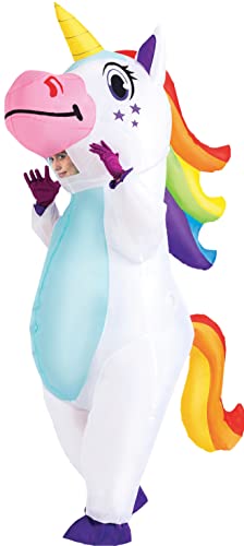 Spooktacular Creations Inflatable Costume Adult, Full Body Riding a Unicorn Blow Up Costume for Halloween Inflatables Costume Dress-Up Party (White)