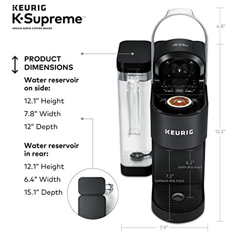 Keurig K-Supreme Single Serve K-Cup Pod Coffee Maker, MultiStream Technology, 4 Brew Sizes, 66oz Dual-Position Removable Reservoir, Black